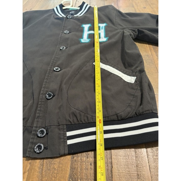 Huf Bomber Jacket Mens Large Black White Skater Full Button "HUF dirtbags" - Picture 5 of 12